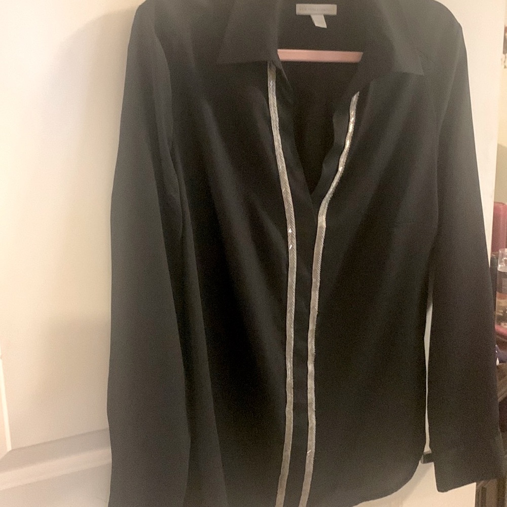 Long Sleeve Black and Silver Sequined blouse